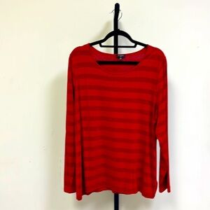 Plus size Talbots red metallic striped top